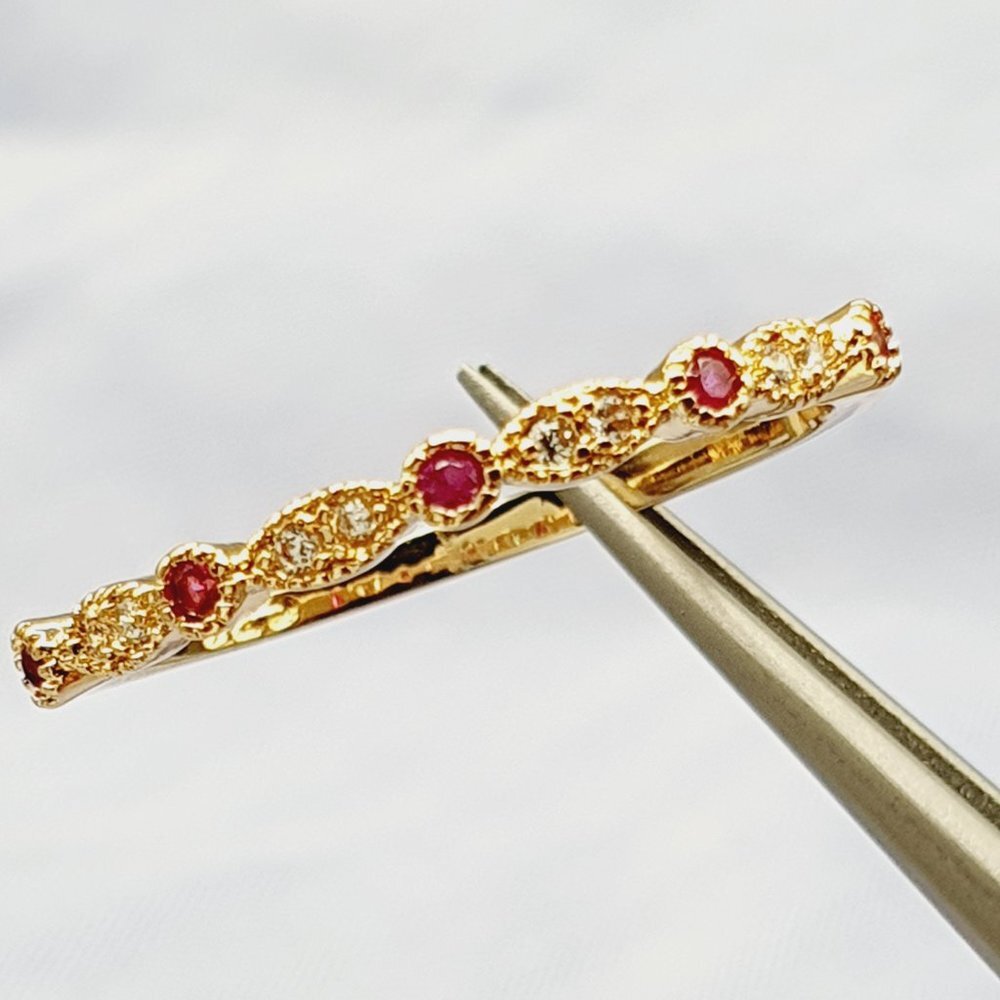 💝 Beauty CZ Thin Sweet Romantic Gold Plated Rings for Women, EVGG1339